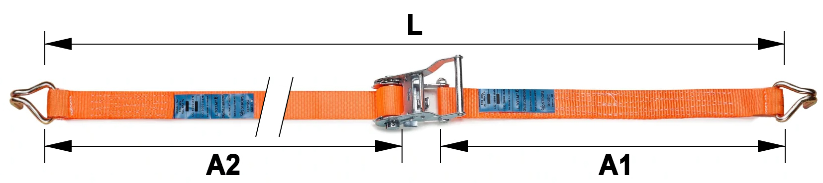 Schema tecnico cinghia di ancoraggio CRP35 Strops