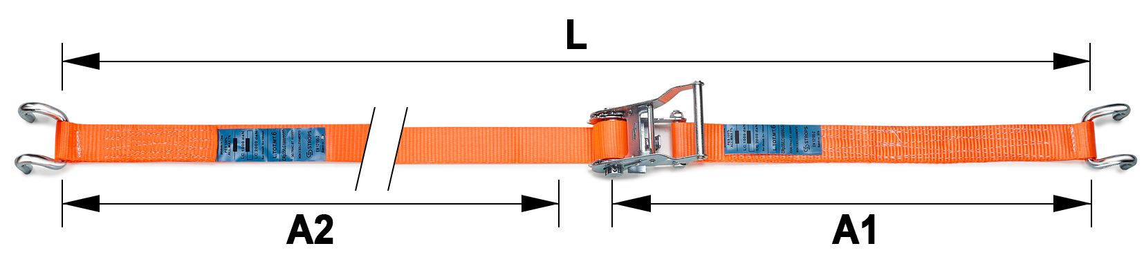 Schema tecnico cinghia di ancoraggio CRP35 Strops