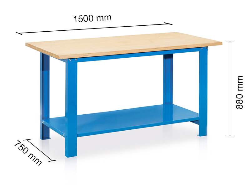 Banco da lavoro Tecnotelai con piano in legno 1500x750x880mm [BM301B]