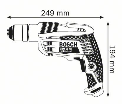 Dimensioni trapano GBM 10 RE