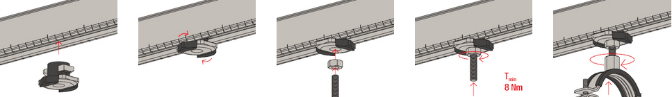 illustrazione istruzioni dado di collegamento FSM Clix M6 Fischer