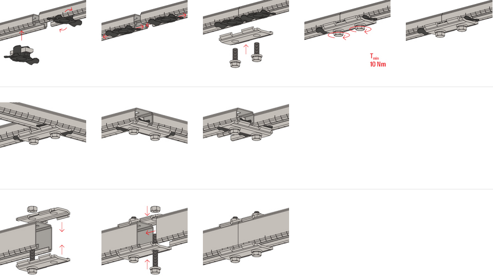 illustrazione istruzioni connessione profili SV31 Fischer