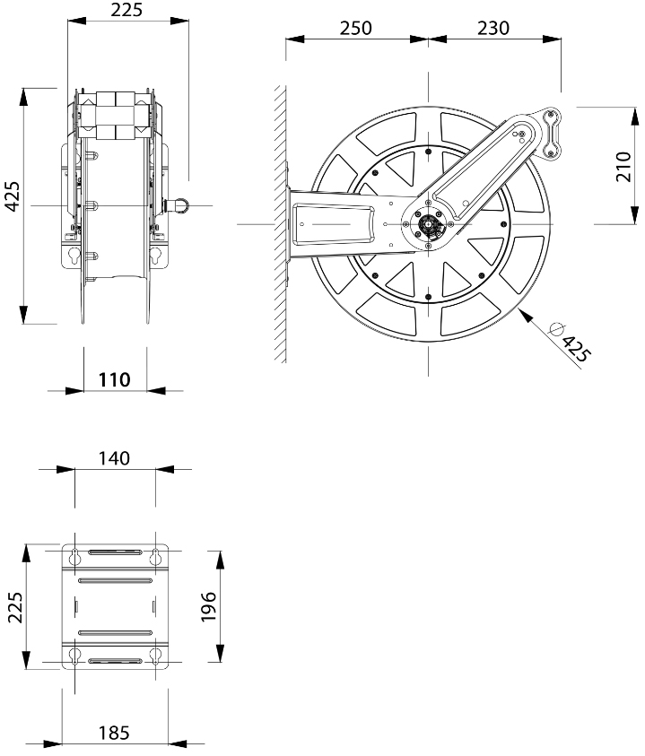 Schema tecnico avvolgitubo Zeca 8426